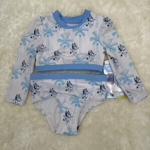 NWT Bluey Girls 2-Piece Toddler Long Sleeve Summer Swimsuit 12M